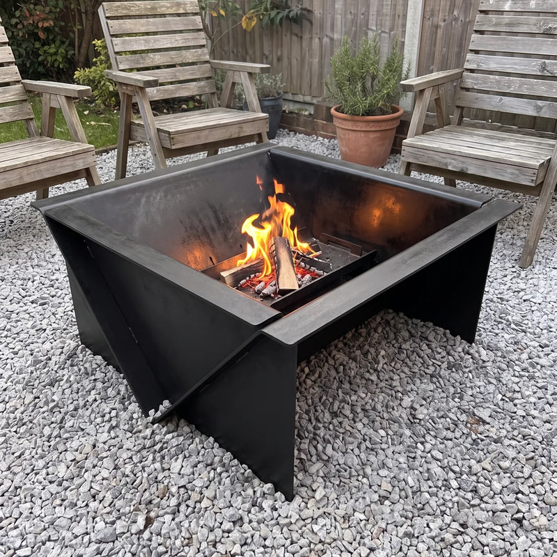 Seasoned fire pit with a deep charcoal finish