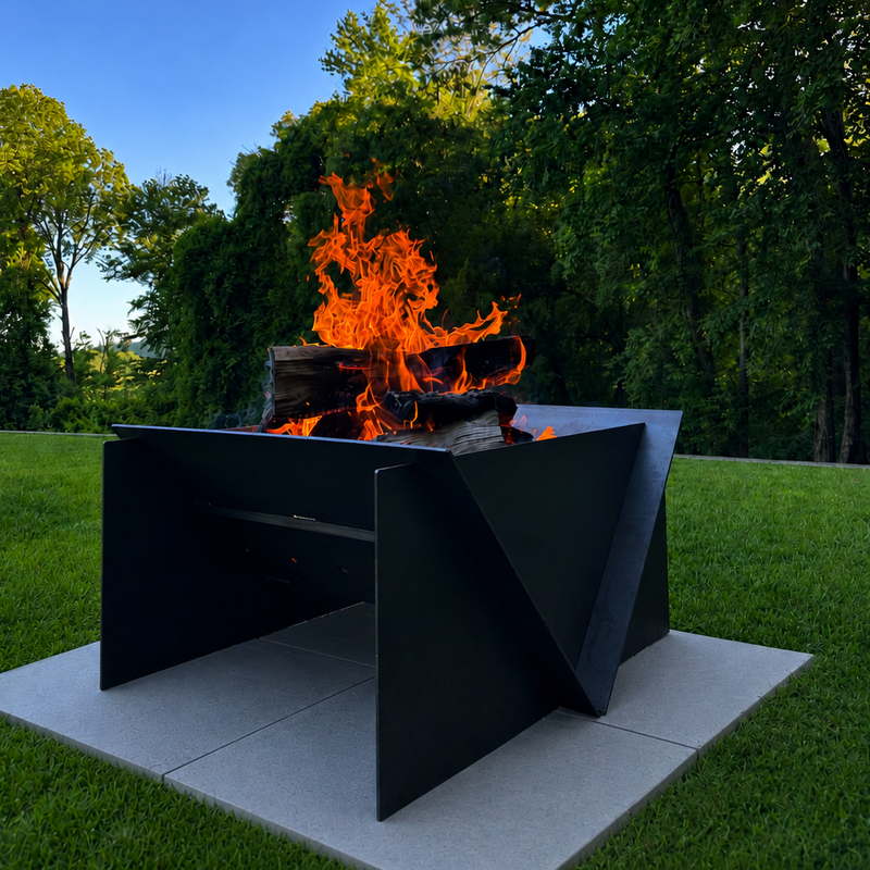 The Edge Right Fire Pit | Modern Steel Design | Precision Built | Long Burning
