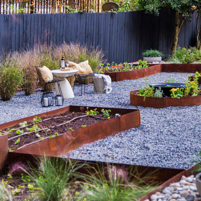 Hammer-In Landscape Edging - Cor-Ten Steel - 4ft Strips - Plus Connector Clips