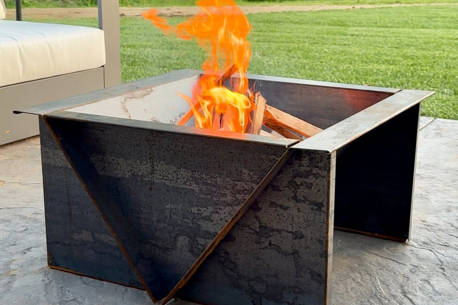 The Edge Right Fire Pit | Modern Steel Design | Precision Built | Long Burning