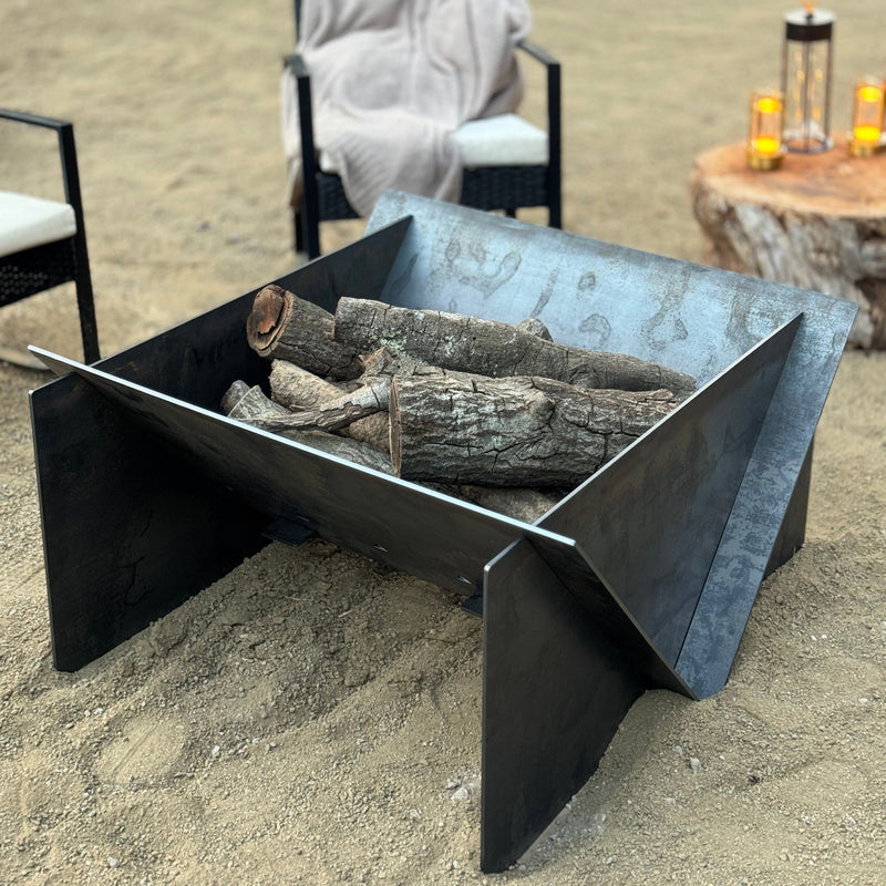The Edge Right Fire Pit | Modern Steel Design | Precision Built | Long Burning