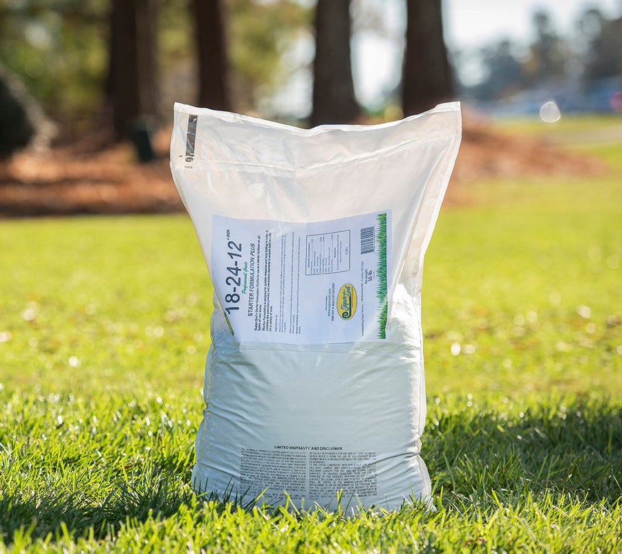 50 lb bag of 18-24-12 granular starter fertilizer for Tall Fescue , Bermuda and Zoysia