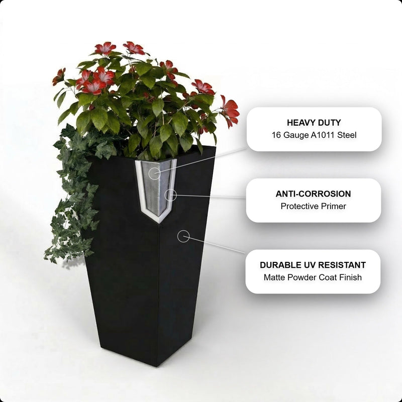Tapered Steel Planter Box (12" L x 12" W x 24" H)